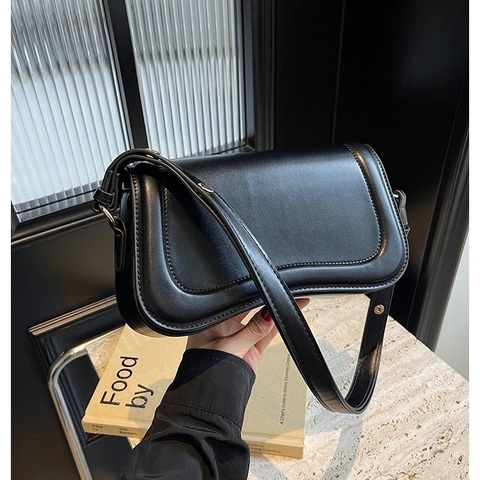 Borsa a Tracolla da Donna Minimalista in Pelle PU Borsa Sotto l'Ascella con Patta Fibbia Magnetica Borsa a Tracolla Moda Lavoro