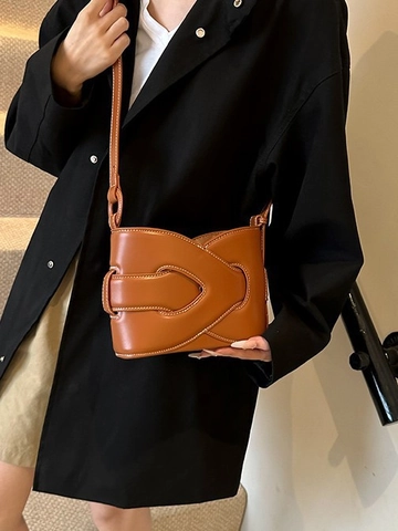 Retro PU Leren Emmer Tas Voor Dames Mode Contrast Stiksels Verstelbare Enkele Riem Schoudertas Casual Dames Handtas