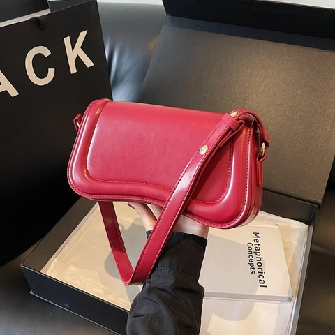 Borsa a Tracolla da Donna Minimalista in Pelle PU Borsa Sotto l'Ascella con Patta Fibbia Magnetica Borsa a Tracolla Moda Lavoro