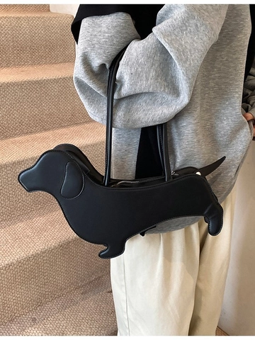Borsa a Tracolla Creativa a Forma di Bassotto in Pelle PU Carina Borsa Sottobraccio da Donna