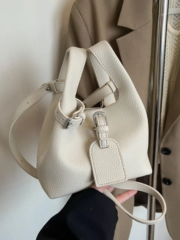 Sac Seau en Cuir PU Minimaliste Grain Litchi pour Femmes Mode Rétro Bandoulière Unique Sac à Main avec Boucle Magnétique