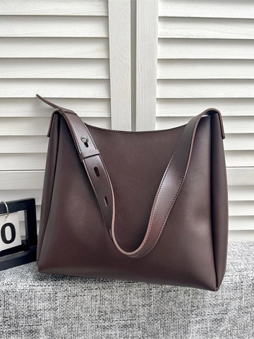 Minimalistische Damen Umhängetasche Mit Großer Kapazität PU Leder Beuteltasche Verstellbarem Gurt Und Innentasche Herbst Tote Bag