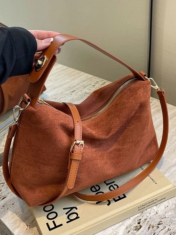 Women Vintage Boston Bag PU Frosted Texture Large Capacity Shoulder Bag Casual Commuter Handbag Solid Color Underarm Bag