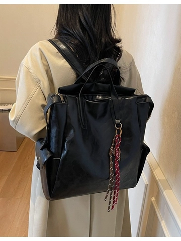 Mochila de Cuero PU Vintage para Mujer Gran Capacidad Retro Casual Bolso de Viaje Versátil Chic Street Style Bolsa Escolar