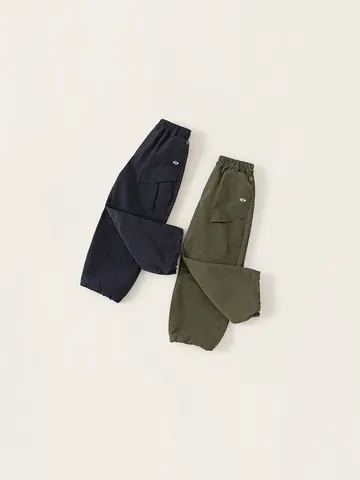 Jungen Outdoor Cargo Hose Kinder Einfarbig Große Taschen Lässige Hosen Elastischer Bund Frühling Mode Kinder Hosen