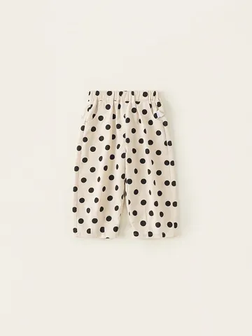 Pantaloni Casual Bambini a Pois in Misto Cotone Morbidi per Ragazzi Ragazze Primavera Autunno Versatili con Vita Elastica