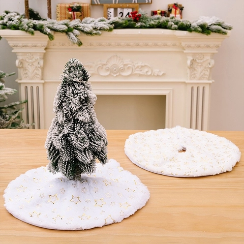 Weiße Plüsch Weihnachtsbaumdecke Mit Gold Silber Schneeflocke Stern Pailletten Mini Rund Kunstpelz Weihnachtsbaum Deko Haus