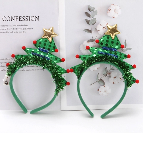 Weihnachtsbaum Pailletten Stirnband Für Kinder Damen LED Leuchtende Xmas Tree Haarreif Festliche Party Kostüm Zubehör Kopfschmuck