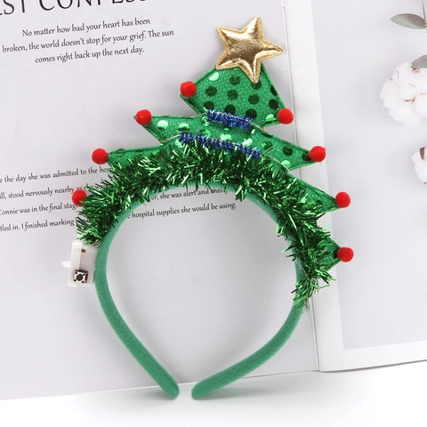 Weihnachtsbaum Pailletten Stirnband Für Kinder Damen LED Leuchtende Xmas Tree Haarreif Festliche Party Kostüm Zubehör Kopfschmuck