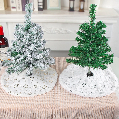 Weiße Plüsch Weihnachtsbaumdecke Mit Gold Silber Schneeflocke Stern Pailletten Mini Rund Kunstpelz Weihnachtsbaum Deko Haus