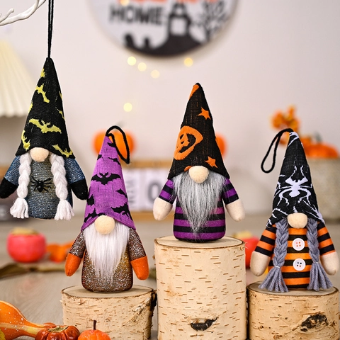 Halloween LED Light Gnome Plush Hanging Ornaments Pumpkin Bat Faceless Doll Festive Atmosphere Home Party Decoration
