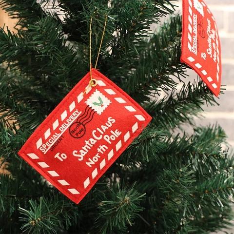 Adorno Colgante de Árbol de Navidad con Sobre de Fieltro para Papá Noel Bolsillo de Tela No Tejida Roja Soporte de Tarjeta