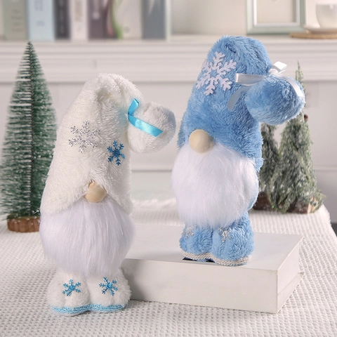 Bambola di Peluche Gnomo di Natale Nordico Rudolph Senza Volto con Paillettes a Fiocco di Neve per Decorazioni per la Casa e Feste