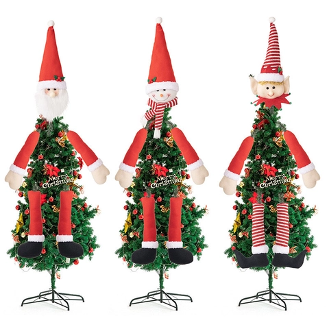 Décoration de Sapin de Noël en Peluche Père Noël Bonhomme de Neige Elfe Ornement Suspendu pour Fête de Noël Maison