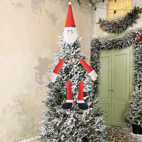 Décoration de Sapin de Noël en Peluche Père Noël Bonhomme de Neige Elfe Ornement Suspendu pour Fête de Noël Maison