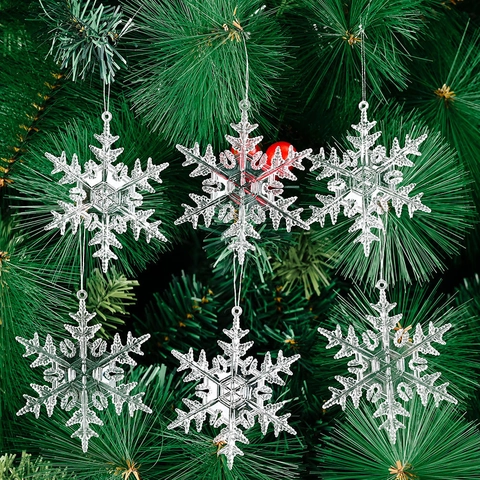 Klarer Kunststoff Weihnachtsbaum Hängen Ornamente Transparent Schneeflocke Hirsch Schlüssel Deko Anhänger Für Party Dekor