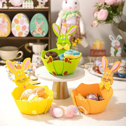 Ostern Filz Hahn Aufbewahrungskorb Bunter 3D Huhn Geschenkbeutel Cartoon Hahn Handtasche Süßigkeitentüte Für Kinder Party Dekoration