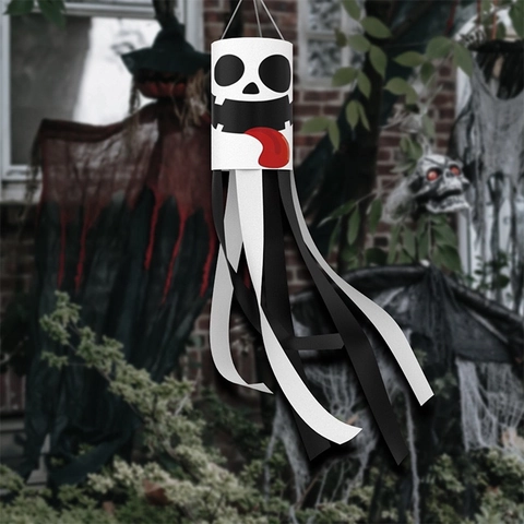 Halloween Bandiera a Manica a Vento Fantasma Zucca Mummia Decorazione Sospesa Impermeabile Giardino Terrazza Ornamento Festa