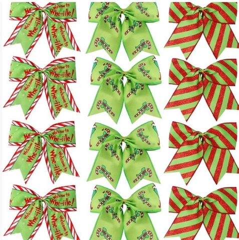 Nœuds Décoratifs de Noël en Polyester Imprimés Pois Rayures Sucres d'Orge Ornements pour Sapin de Noël Boîte Cadeau Guirlande Décoration