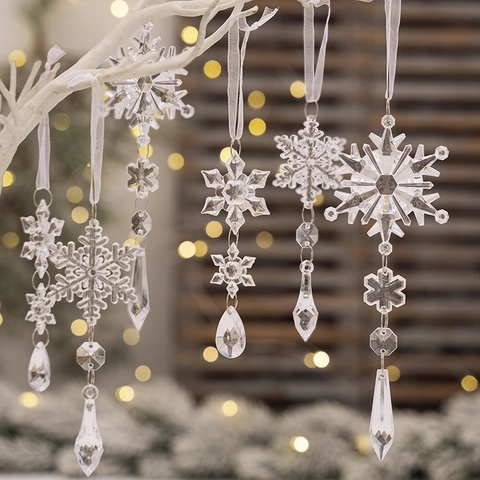 Klar Acryl Schneeflocke Eiszapfen Weihnachtsbaumschmuck Hängende Dekorationen Für Winter Urlaub Party Weihnachten Haus Deko