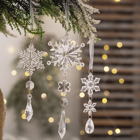 Klar Acryl Schneeflocke Eiszapfen Weihnachtsbaumschmuck Hängende Dekorationen Für Winter Urlaub Party Weihnachten Haus Deko