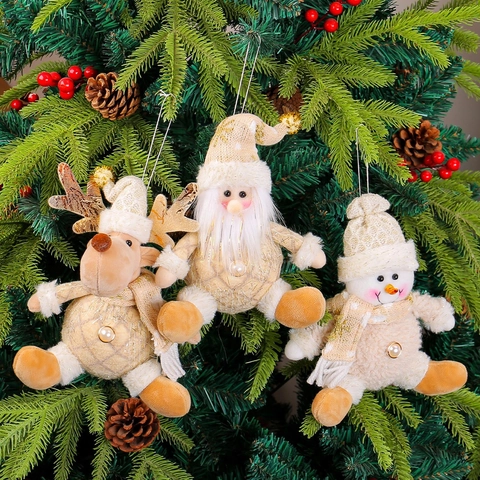 Christmas Plush Hanging Ornaments Santa Claus Snowman Reindeer Knitted Dolls Holiday Xmas Tree Decoration Home Party