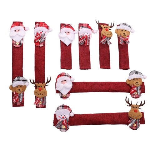 Cubiertas de Manija de Refrigerador de Navidad Papá Noel Muñeco de Nieve Reno Oso Muñeca 3D Arpillera Decoración de Cocina