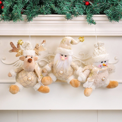 Christmas Plush Hanging Ornaments Santa Claus Snowman Reindeer Knitted Dolls Holiday Xmas Tree Decoration Home Party