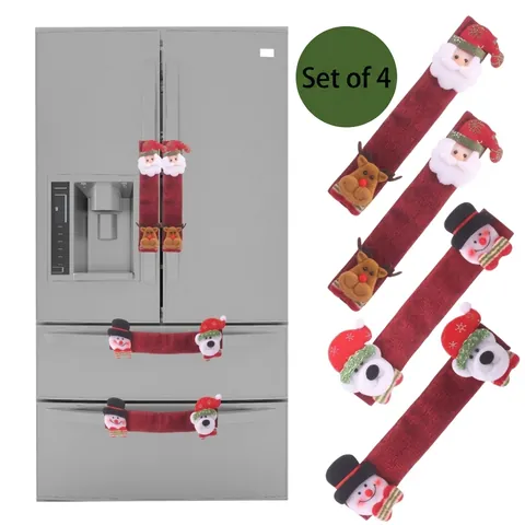 Weihnachten Jute Kühlschrank Griffabdeckungen Weihnachtsmann Schneemann Rentier Eisbär Haushaltsgeräte Schutz Feiertag Dekor