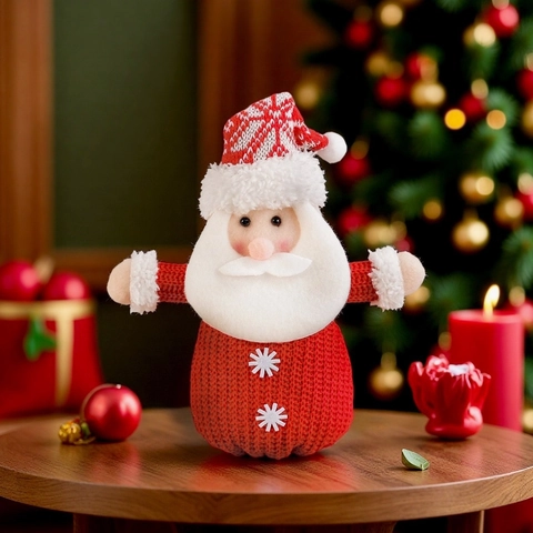 Cute Knitted Christmas Candy Bag Santa Claus Snowman Gift Bags Apple Pouch Holiday Wine Bottle Cover Party Decoration