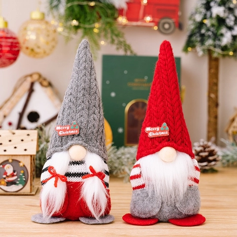 Bambola di Peluche Gnomo di Natale Senza Volto Nano Rudolf Con Cappello a Punta in Maglia Decorazione Merry Christmas per la Casa