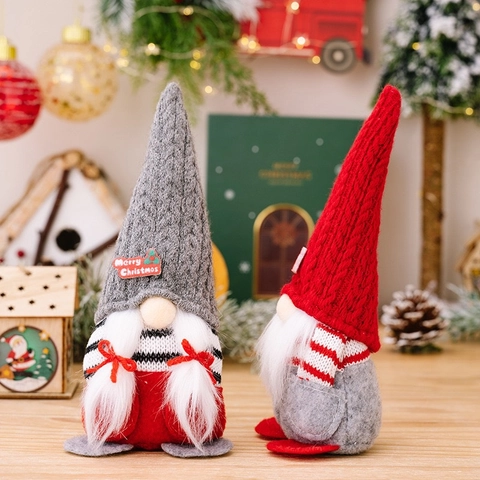 Bambola di Peluche Gnomo di Natale Senza Volto Nano Rudolf Con Cappello a Punta in Maglia Decorazione Merry Christmas per la Casa