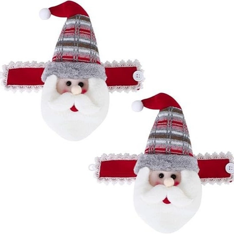 Christmas Cartoon Plush Curtain Tiebacks Santa Claus Snowman Reindeer Pattern Window Drape Buckle Holders Xmas Home Decoration