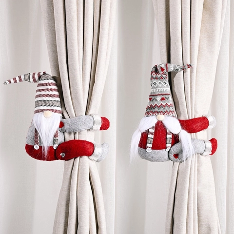 Christmas Gnome Curtain Tieback Nordic Swedish Tomte Decorative Window Buckle Holder For Home Holiday Xmas Ornaments
