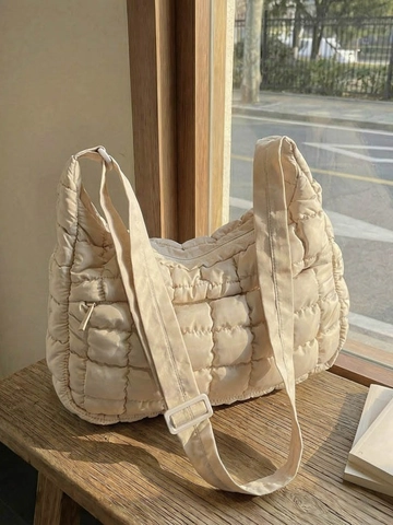 Bolso de Hombro Acolchado para Mujer Bolso Bandolera Minimalista Acolchado Moda Casual Color Sólido Gran Capacidad Tote