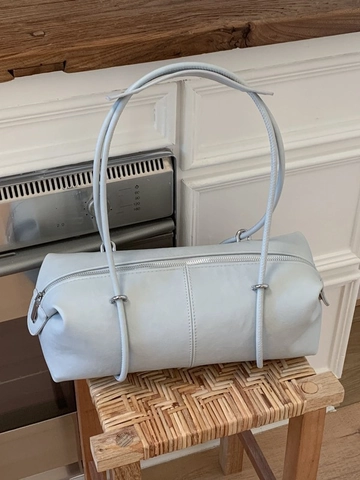 Borsa a Spalla Cilindrica da Donna in Pelle Sintetica Minimalista Borsa Sottobraccio in Stile Bowling Grande Capacità per Pendolari