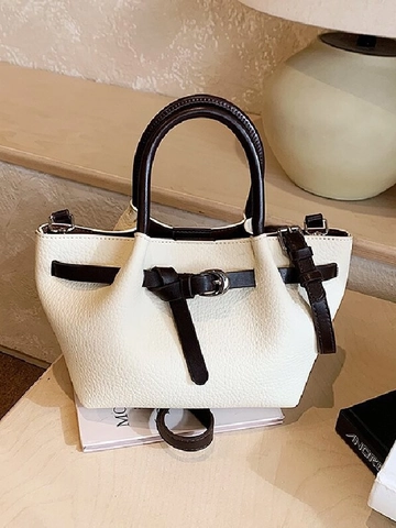 Borsa a Spalla in Pelle Sintetica Retrò Motivo Litchi Donna Moda Borsa a Mano Versatile Tracolla Ufficio Quotidiano