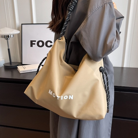 Borsa a Tracolla in Tela di Grande Capacità per Donna Tracolla in Corda Annodata Moda Stampa a Lettere Borsa Hobo Casual a Spalla