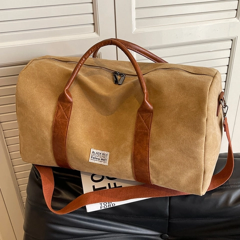 Grote Capaciteit Canvas Reistas Voor Vrouwen Retro Casual Weekend Bagage Handtas Met Kunstleren Handgrepen Sporttas
