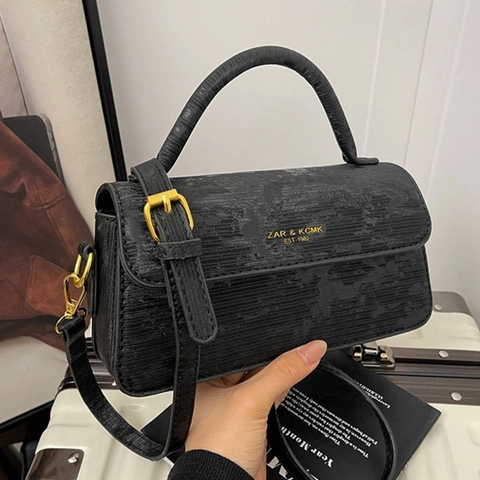 Damen Retro High-End Kleine Quadratische Umhängetasche Mit Tragegriff Verstellbarem Riemen PU Leder Horizontale Textur Tasche