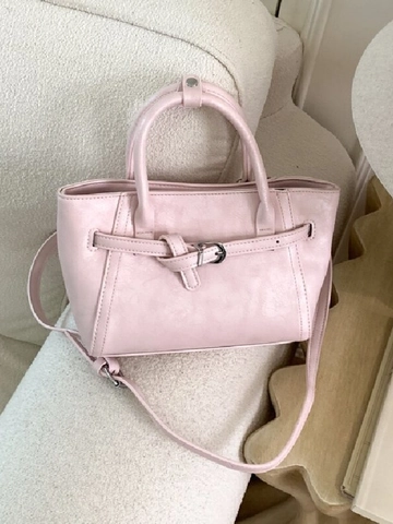 Damen Retro Minimalistische PU Leder Umhängetasche Mode Eimer Tote Umhängetasche Mit Gürtelschnalle Dekor Pendeln Handtasche