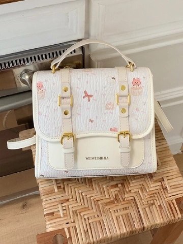 Sac à Dos Style Preppy Ours Dessin Animé Mignon Sac à Main Cuir PU Sac Bandoulière Pour Femmes Filles École Voyage Doux