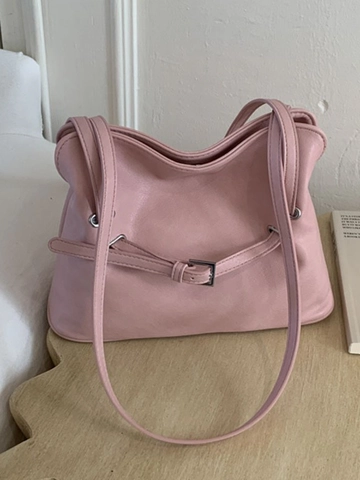 Vintage Große Kapazität Kunstleder Plissiert Tote Bag Minimalistisch Mode Pendler Schultertasche Unterarmtasche Für Damen