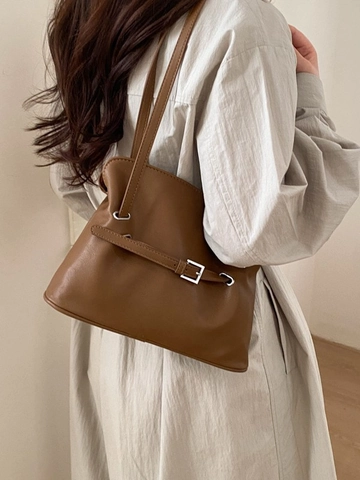 Vintage Große Kapazität Kunstleder Plissiert Tote Bag Minimalistisch Mode Pendler Schultertasche Unterarmtasche Für Damen