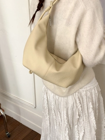 Bolso Hobo de Media Luna de Cuero Sintético Retro para Mujer Bolso de Hombro de Axila Minimalista Con Cremallera Diario