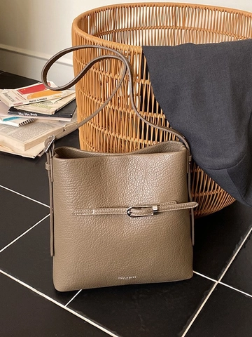 Women Retro Litchi Grain Synthetic Leather Shoulder Bag Large Capacity Minimalist Bucket Tote Crossbody Bag For Everyday
