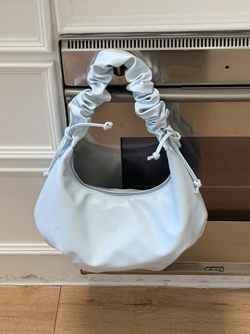 Women Ruched Shoulder Bag Solid Color Artificial Leather Hobo Dumpling Bag Casual Underarm Bag With Scrunchie Strap Fashion Bag