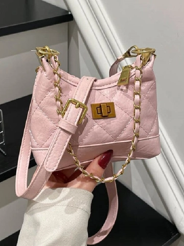 Sac à Main Mode Losange Matelassé Pour Femme Mini Sac Bandoulière Vintage Chaîne Sac Carré Horizontal En Cuir Synthétique