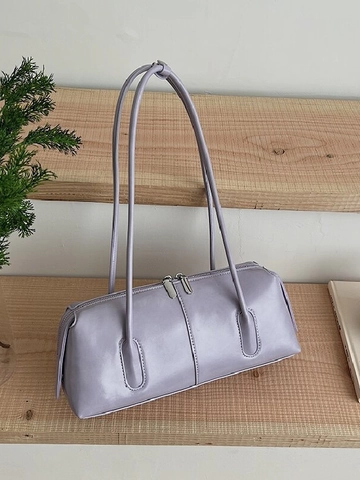 Minimalist Vintage Synthetic Leather Shoulder Bag For Women Retro Underarm Bag Fashion Top Handle Tote Bag Solid Color Zipper Handbag