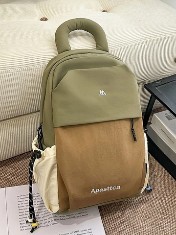 Große Kapazität Leicht Mode Color-blocked Rucksack Für Damen Wasserdicht Nylon Reise Tasche Lässig Schule Rucksack